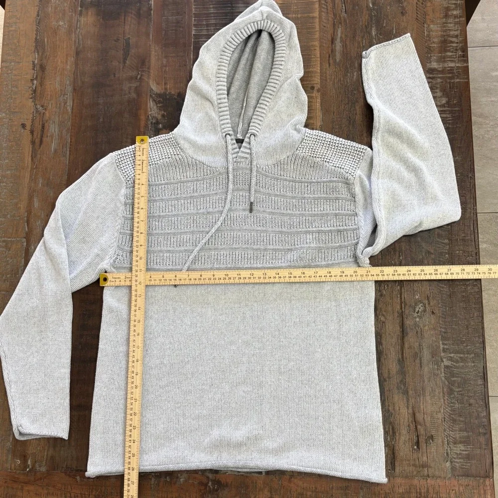 BKE Mens Hygge Scandi Style Light‎ Gray Textured Knit Pullover Hoodie Sweater XL